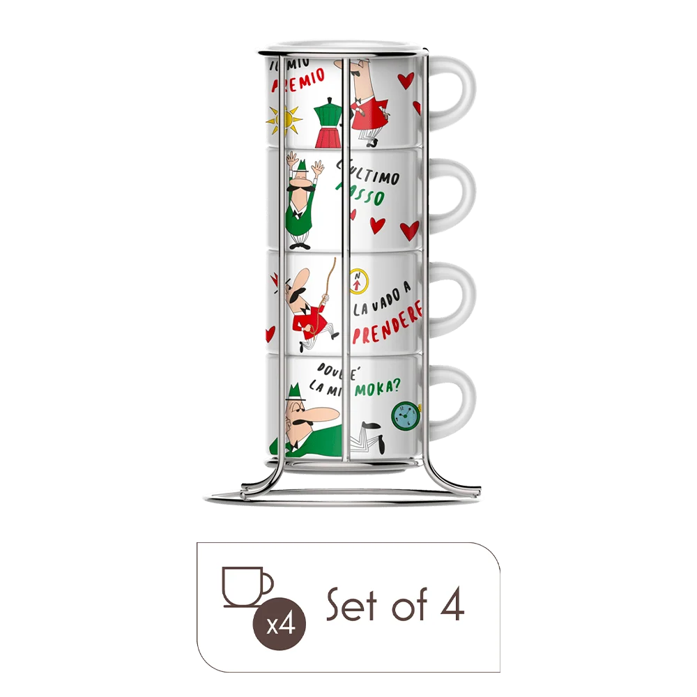 Italia Stackable Percelain Cappuccino Cups Set of 4