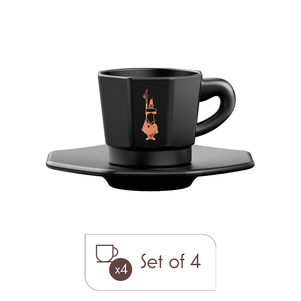 Bialetti Octagonal Porcelain Espresso Cups – Set of 4