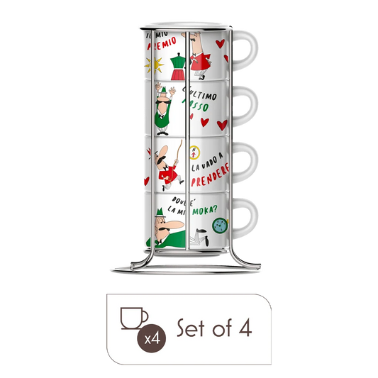 Italia Stackable Percelain Cappuccino Cups Set of 4